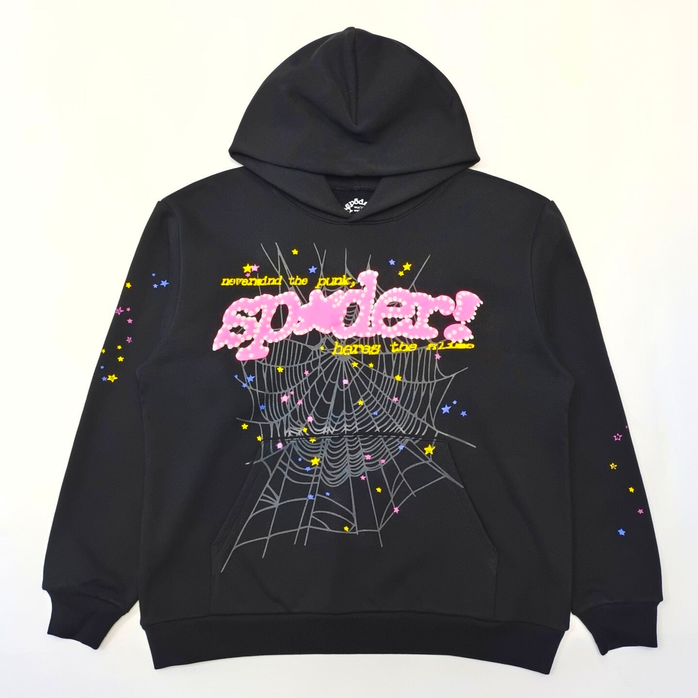 Sp5der “Nevermind the Punk” Hoodie- Black & Pink